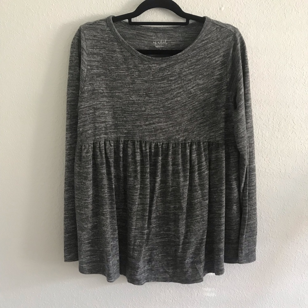 Isabel Maternity Gray light sweater peplum shirt